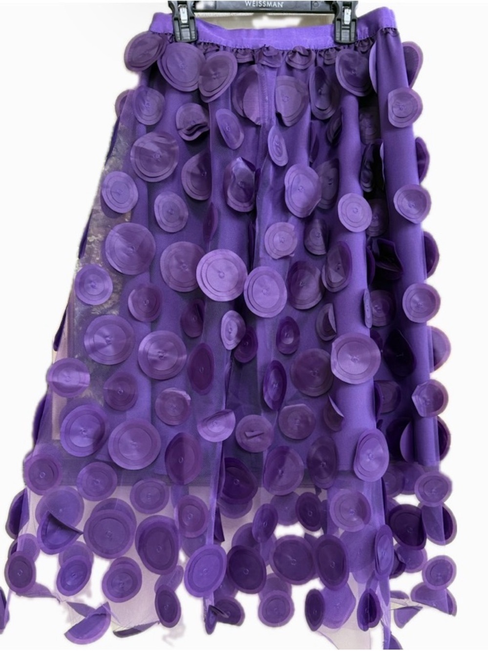 Weissman Purple Circle Appliqué Midi Skirt